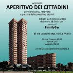 Aperitivo dei Cittadini Aperitivo febbraio 2018 Family Bar locandina - Associazione ViviAdriano