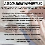 2 Chiacchere al Telefono Facciamo due chiacchere al telefono locandina - Associazione ViviAdriano
