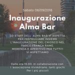 Inaugurazione Alma Bar Inaugurazione Alma Bar settembre 2018 locandina - Associazione ViviAdriano